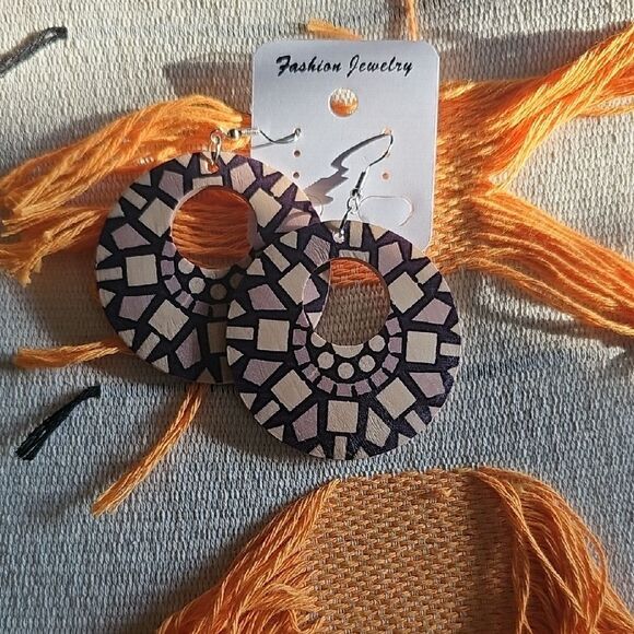 Fashion Jewelry Geometric Earrings Black and Brown - Picture 1 of 2